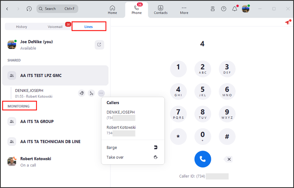 Zoom Phone Call Monitoring- Shared Line group